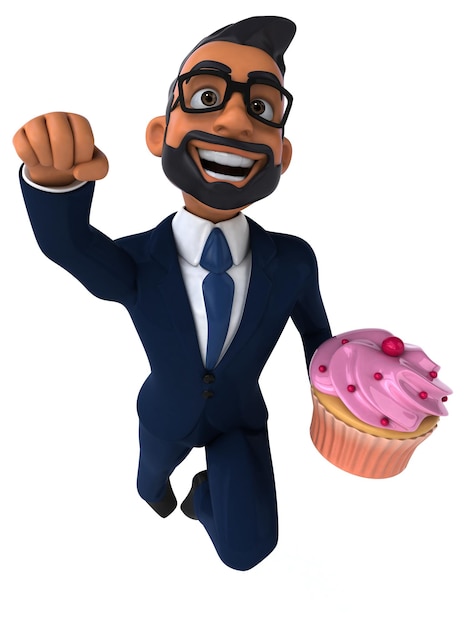 Free photo fun 3d cartoon illustration of an indian businessman