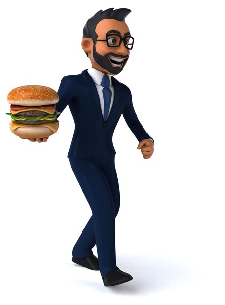 Fun 3D cartoon illustration of an indian businessman