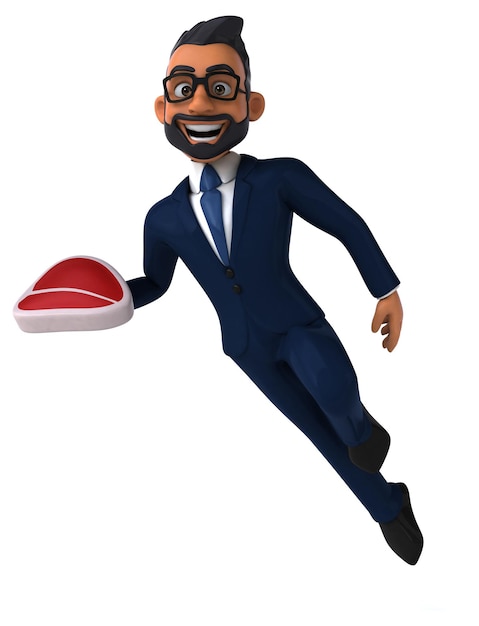 Free Photo fun 3d cartoon illustration of an indian businessman