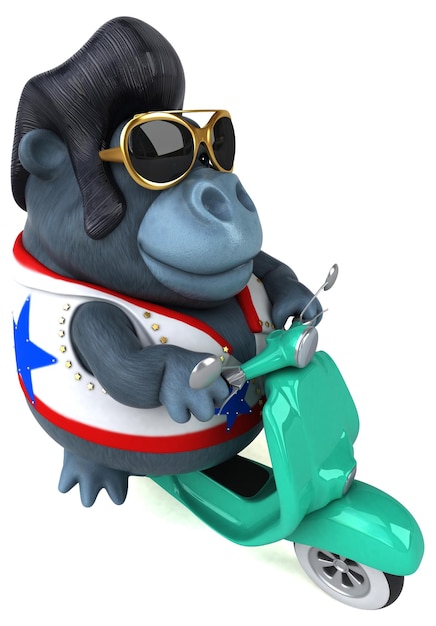 Free Photo fun 3d cartoon illustration of a rocker gorilla