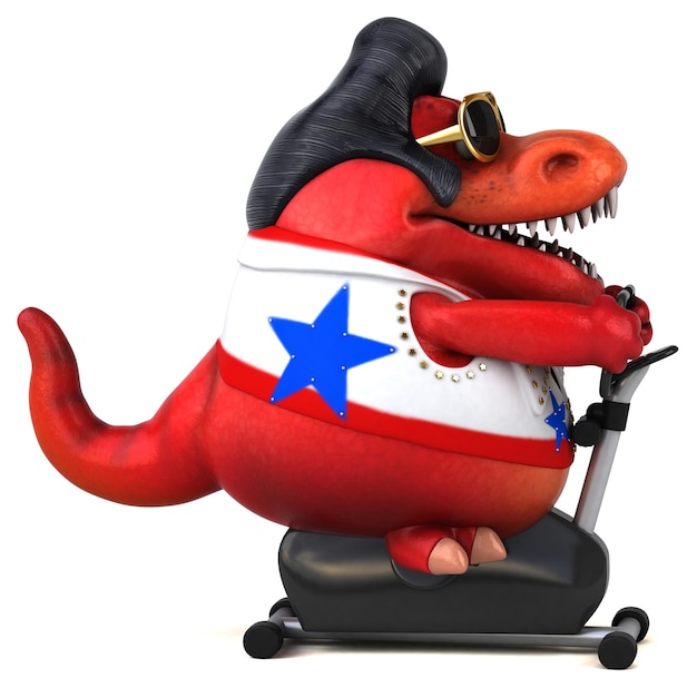 Free Photo fun 3d cartoon illustration of a trex rocker