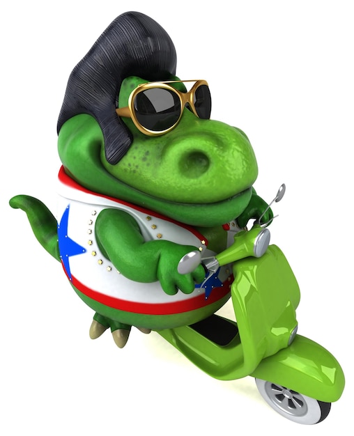 Free Photo fun 3d cartoon illustration of a trex rocker