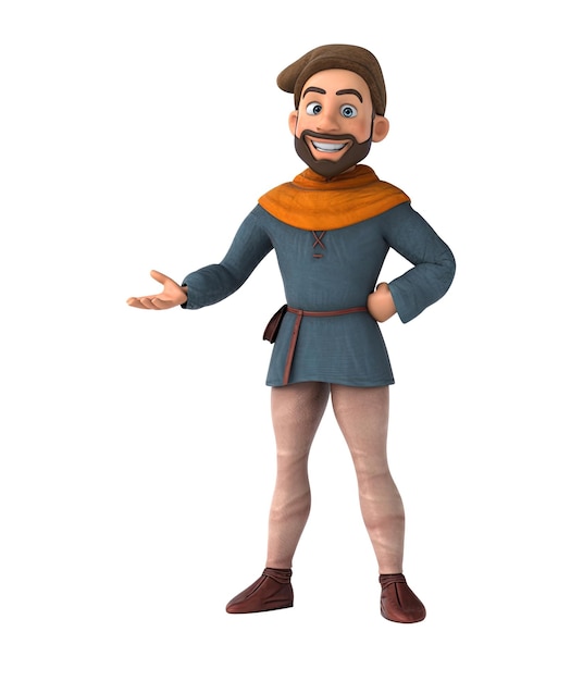 Free photo fun 3d cartoon medieval man with alpha