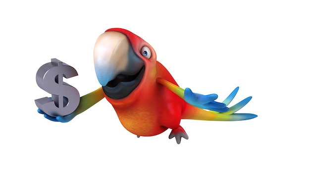 Fun 3D cartoon parrot illustration