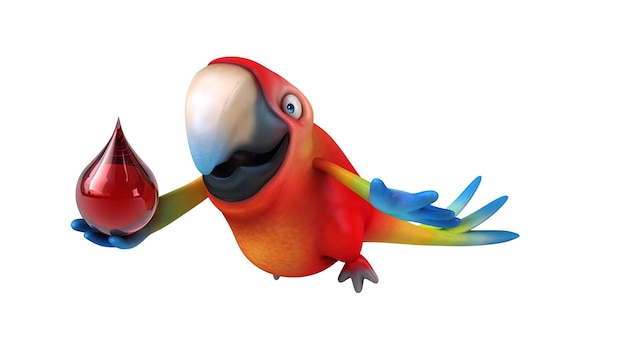 Fun 3D cartoon parrot illustration