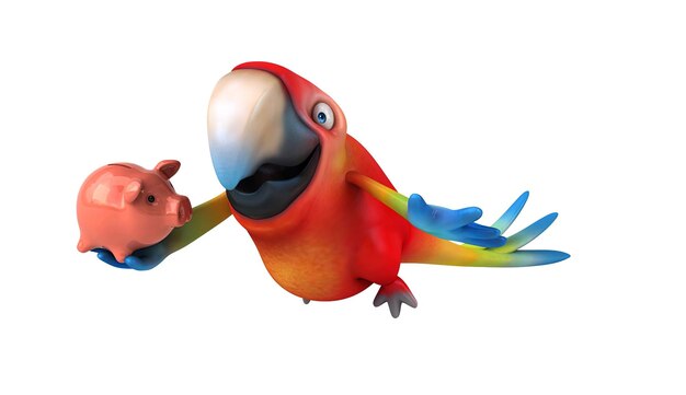 Free photo fun 3d cartoon parrot illustration