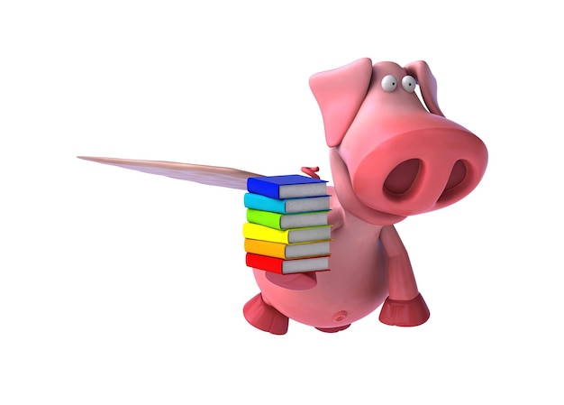 Free Photo fun 3d cartoon pig flying