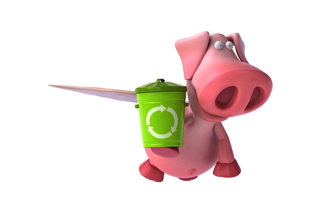 Free photo fun 3d cartoon pig flying