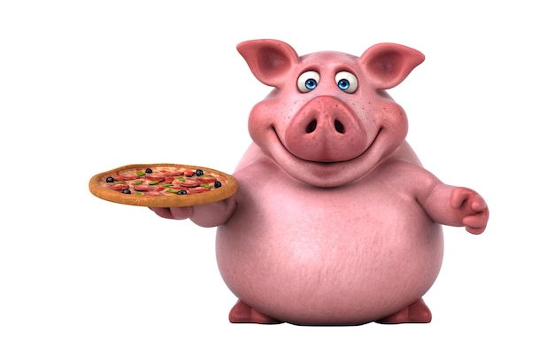 Fun 3D cartoon pig illustration