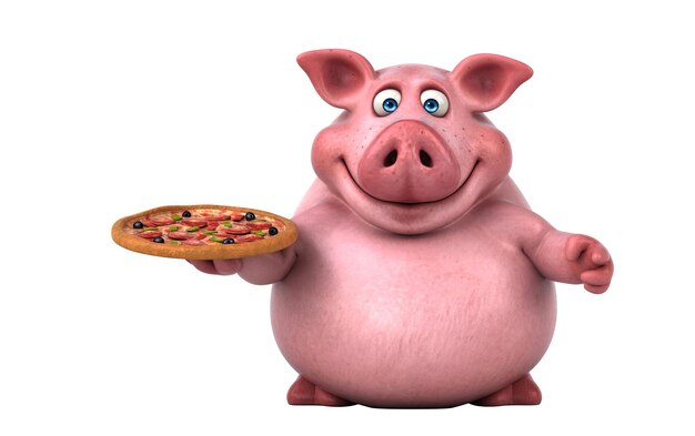 Fun 3D cartoon pig illustration