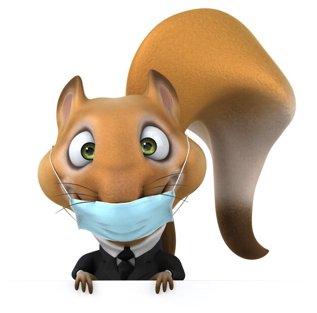 Fun 3D cartoon squirrel with a mask