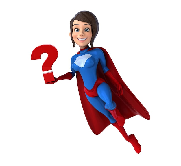 Fun 3d cartoon super woman illustration