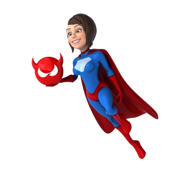 Free photo fun 3d cartoon super woman illustration