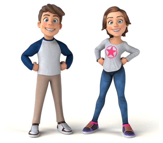 Free Photo fun 3d cartoon teenage kids