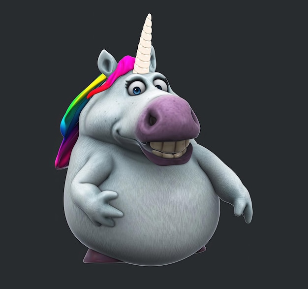 Free photo fun 3d cartoon unicorn dancing