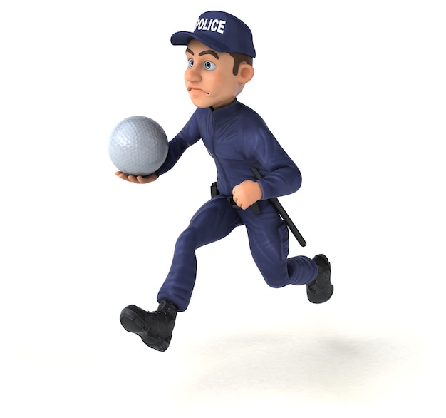 Fun 3D illustration of a cartoon Police Officer