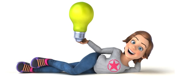 Free photo fun 3d illustration of a cartoon teenage girl