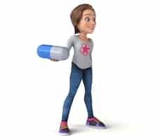 Free photo fun 3d illustration of a cartoon teenage girl