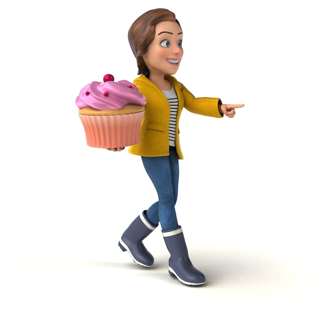 Free photo fun 3d illustration of a cartoon teenage girl