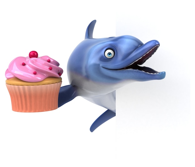 Fun dolphin 3D Illustration