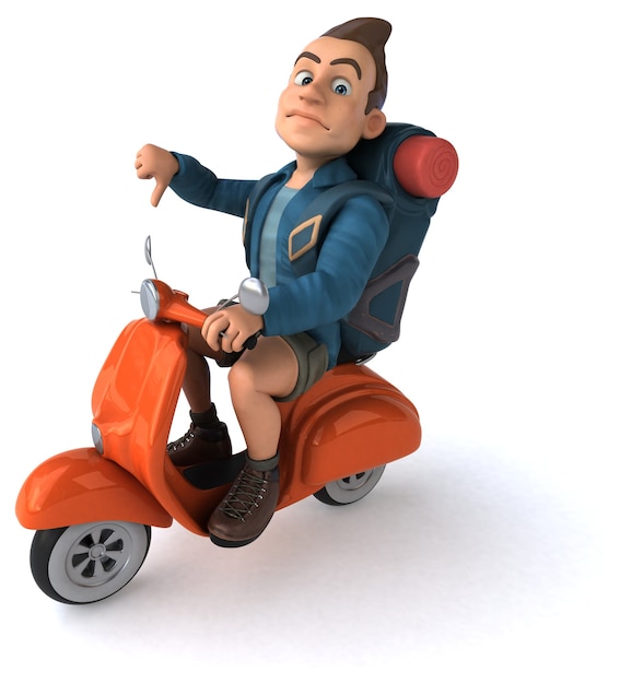 Free photo fun illustration of a 3d cartoon backpacker