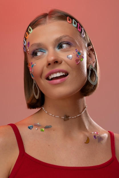 Free Photo fun portrait with decorations on face