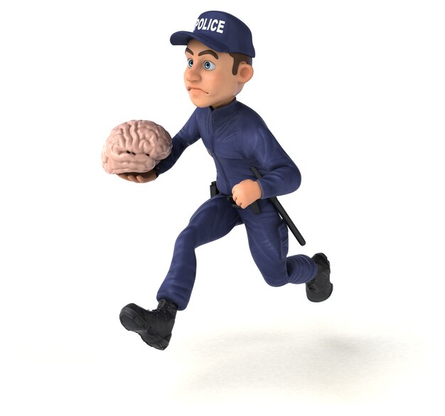 Funny 3D illustration of a cartoon Police Officer