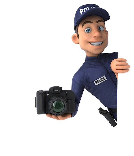 Funny 3D illustration of a cartoon Police Officer