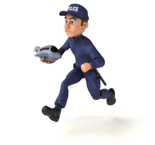 Funny 3D illustration of a cartoon Police Officer