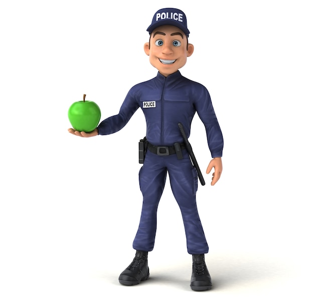 Free Photo funny 3d illustration of a cartoon police officer