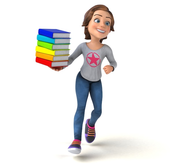 Free Photo funny 3d illustration of a cartoon teenage girl