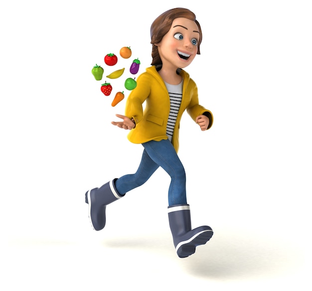 Free photo funny 3d illustration of a cartoon teenage girl