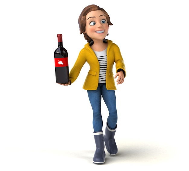 Funny 3D illustration of a cartoon teenage girl