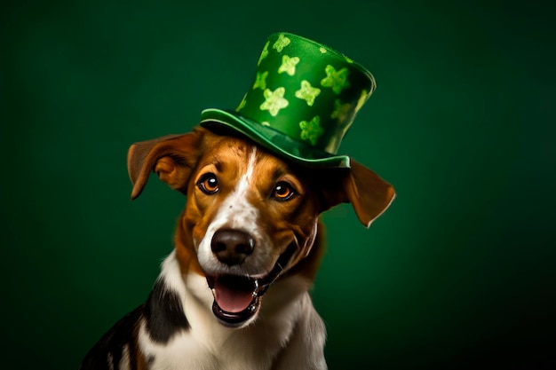 Free photo funny dog wearing saint patrick hat