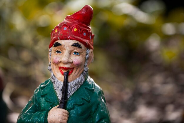 Funny garden gnome with copy space