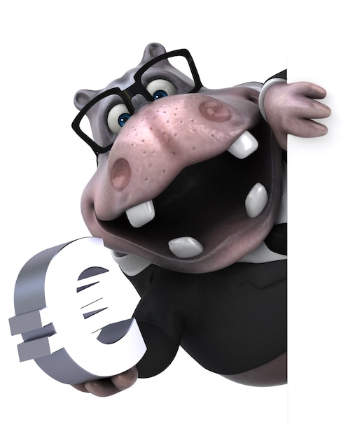 Free Photo funny hippo 3d illustration