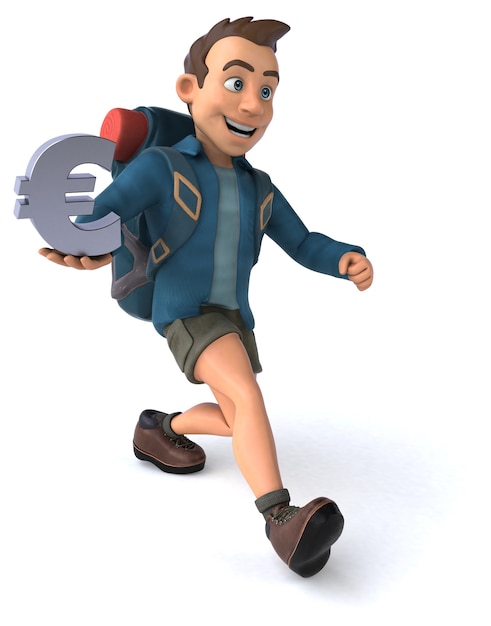 Free Photo funny illustration of a 3d cartoon backpacker