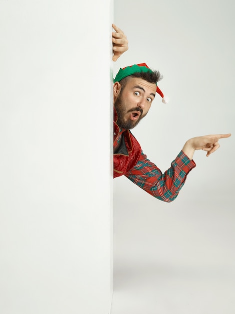 Free Photo funny man in elf costume