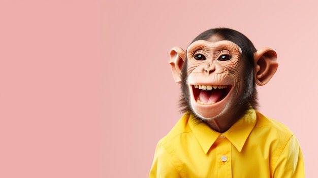 Free photo funny monkey with clothes in studio