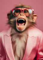 Free photo funny monkey with glasses in studio