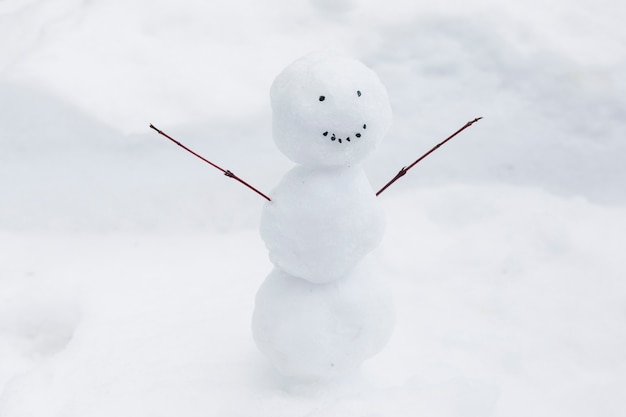 Free photo funny snowman on snow bank