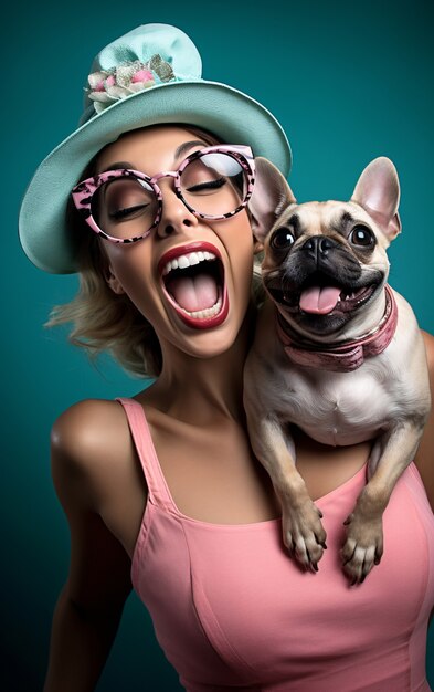 Funny woman with dog