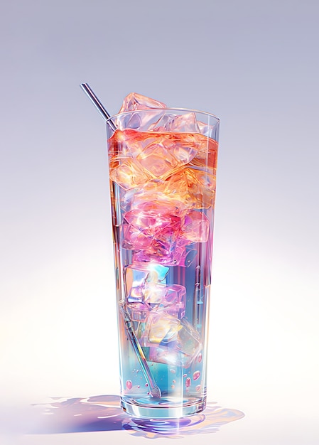 Futuristic brightly colored glass with soda cocktail