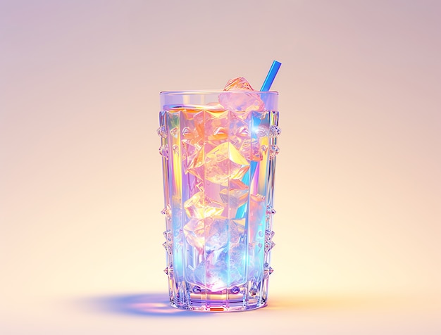 Futuristic brightly colored glass with soda cocktail