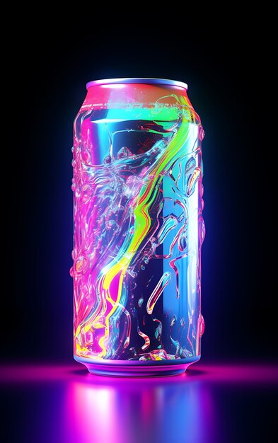 Futuristic brightly colored soda can