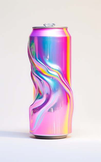 Futuristic brightly colored soda can