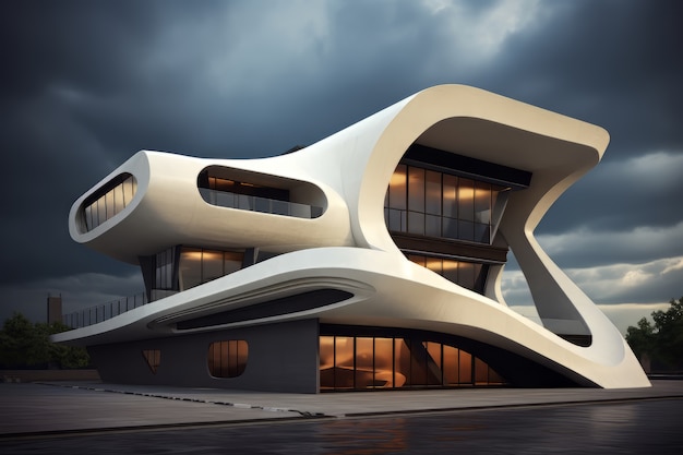 Futuristic business building architecture