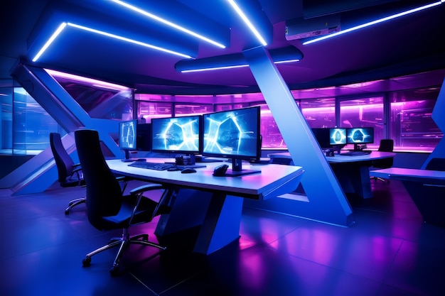 Futuristic business office space