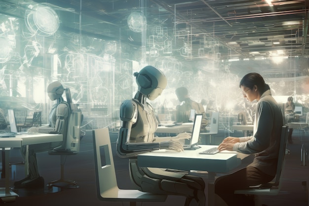 Futuristic business scene with ultra modern ambiance