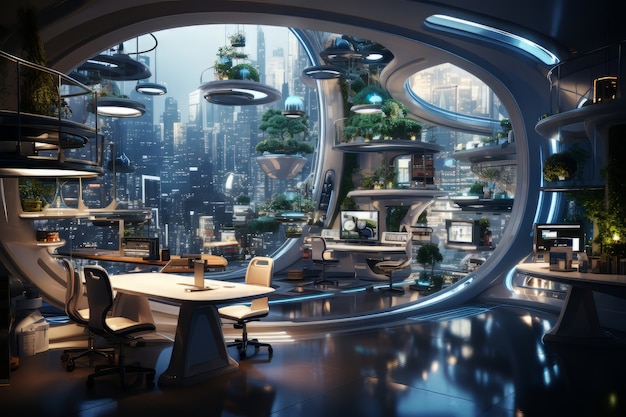 Free Photo futuristic business scene with ultra modern ambiance